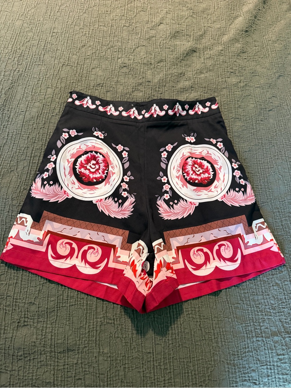 High-Waist Floral Print Women's Shorts - Black & Pink Silky Soft Cute Vacation